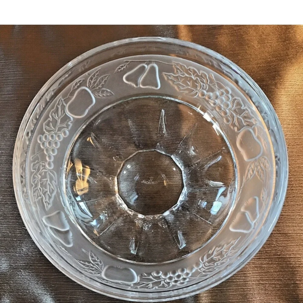 Vintage Natchmann Crystal Frosted Fruit Banded Serving Bowl - Picture 2 of 6